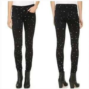 RAG AND BONE SPLATTER PAINT BLACK JEANS IN COAL SPLATTE COLOR SIZE 29